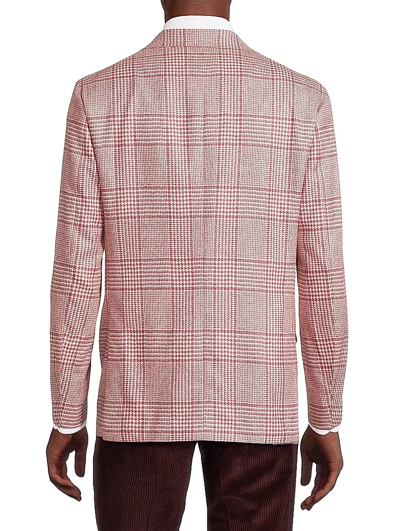 Glen Check Wool Two-Button Jacket