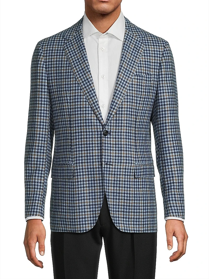 Houndstooth Check Wool Sport Jacket