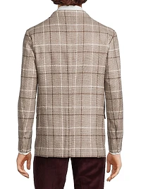 Plaid Wool-Blend Two-Button Jacket