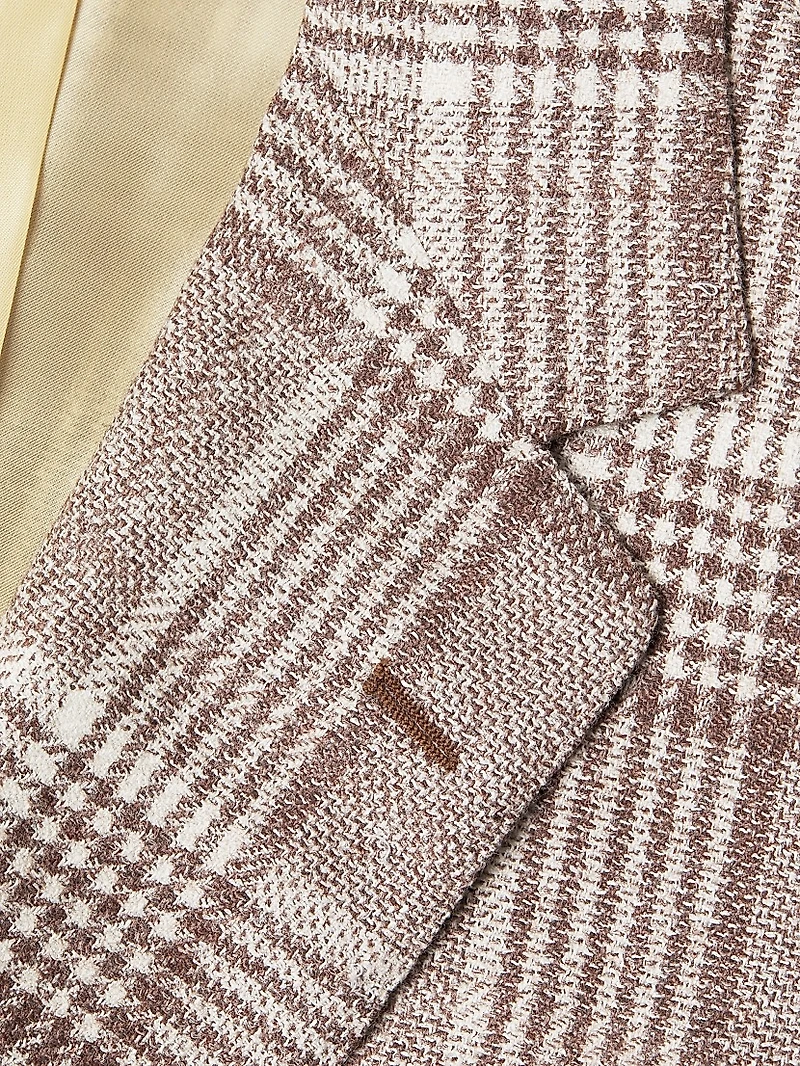 Plaid Wool-Blend Two-Button Jacket