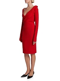 Asymmetric Draped V-Neck Sheath Dress