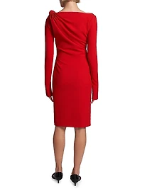 Asymmetric Draped V-Neck Sheath Dress