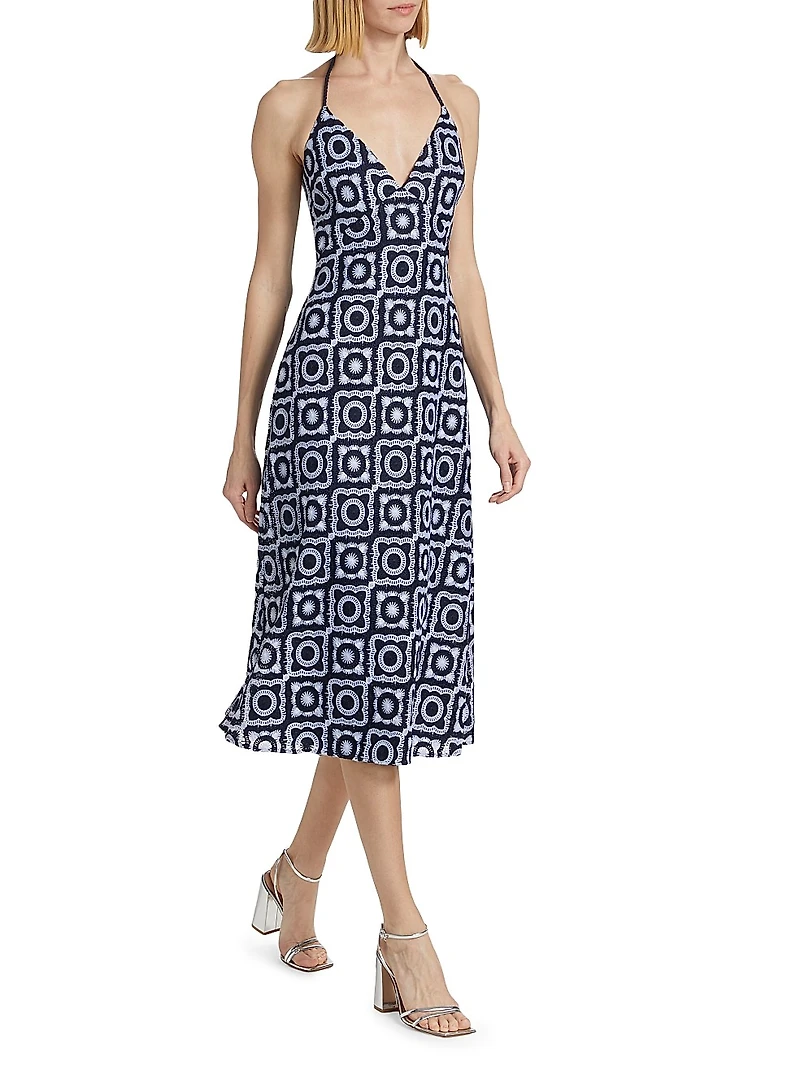 Rebecca Crochet Halter Midi-Dress