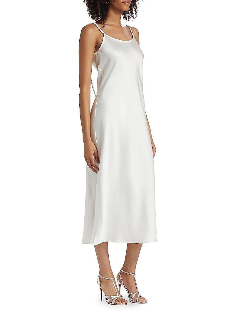 Lizzie Satin Chainlink Slip Midi-Dress