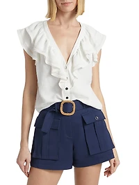 Lettie Ruffled V-Neck Top