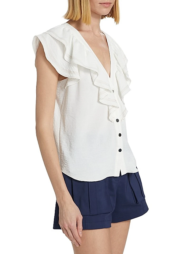 Lettie Ruffled V-Neck Top
