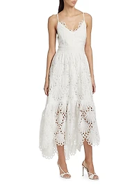 Belle Eyelet Scallop Midi-Dress