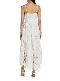 Belle Eyelet Scallop Midi-Dress