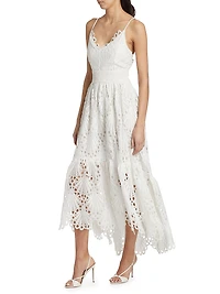 Belle Eyelet Scallop Midi-Dress