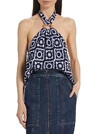 Bessie Crochet O-Ring Halter Top