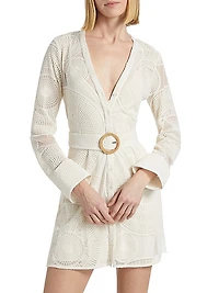 Teresa Embroidered Belted Minidress