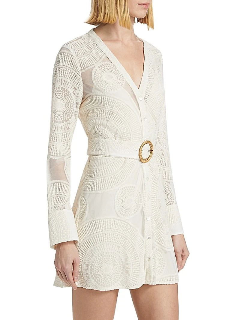 Teresa Embroidered Belted Minidress