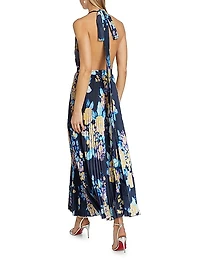 Moderniste Floral Plissé Halter Gown