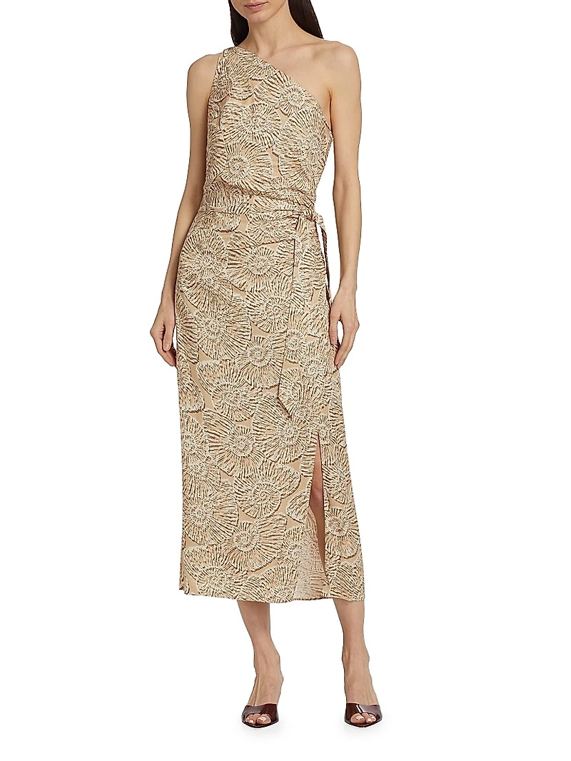 Nanu Printed One-Shoulder Midi-Dress