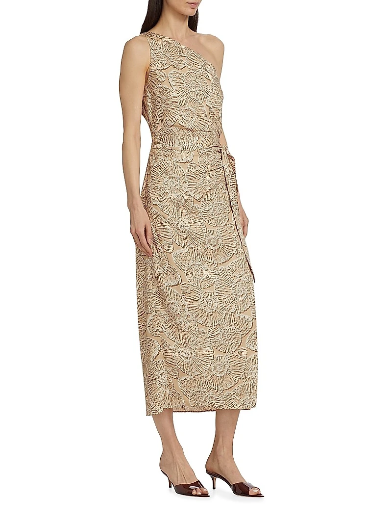 Nanu Printed One-Shoulder Midi-Dress