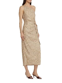 Nanu Printed One-Shoulder Midi-Dress