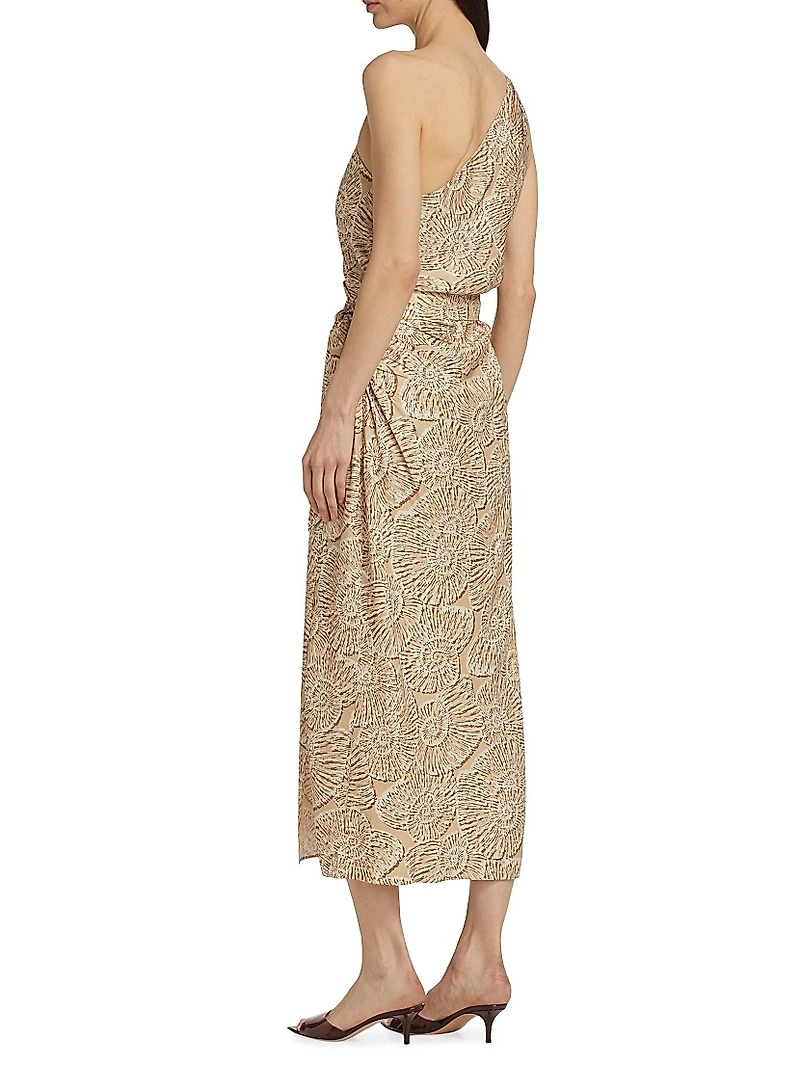 Nanu Printed One-Shoulder Midi-Dress