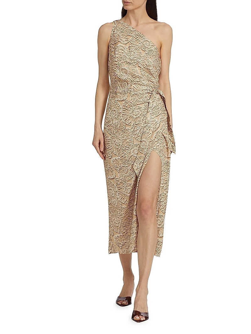 Nanu Printed One-Shoulder Midi-Dress