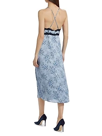 Roya Floral Silk Slip Midi-Dress