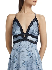 Roya Floral Silk Slip Midi-Dress