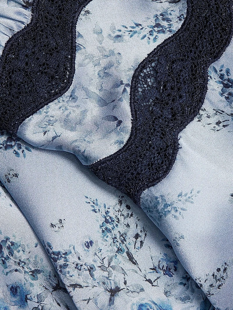 Roya Floral Silk Slip Midi-Dress