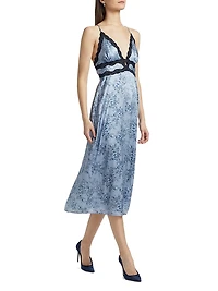 Roya Floral Silk Slip Midi-Dress
