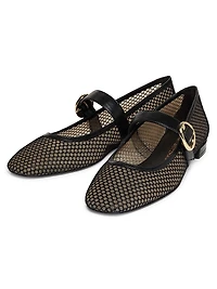 Arabella Mesh & Leather Mary Janes
