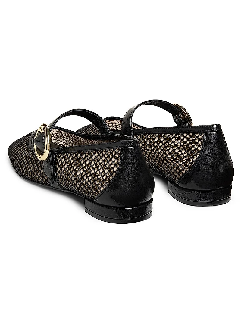 Arabella Mesh & Leather Mary Janes