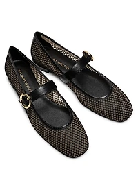 Arabella Mesh & Leather Mary Janes