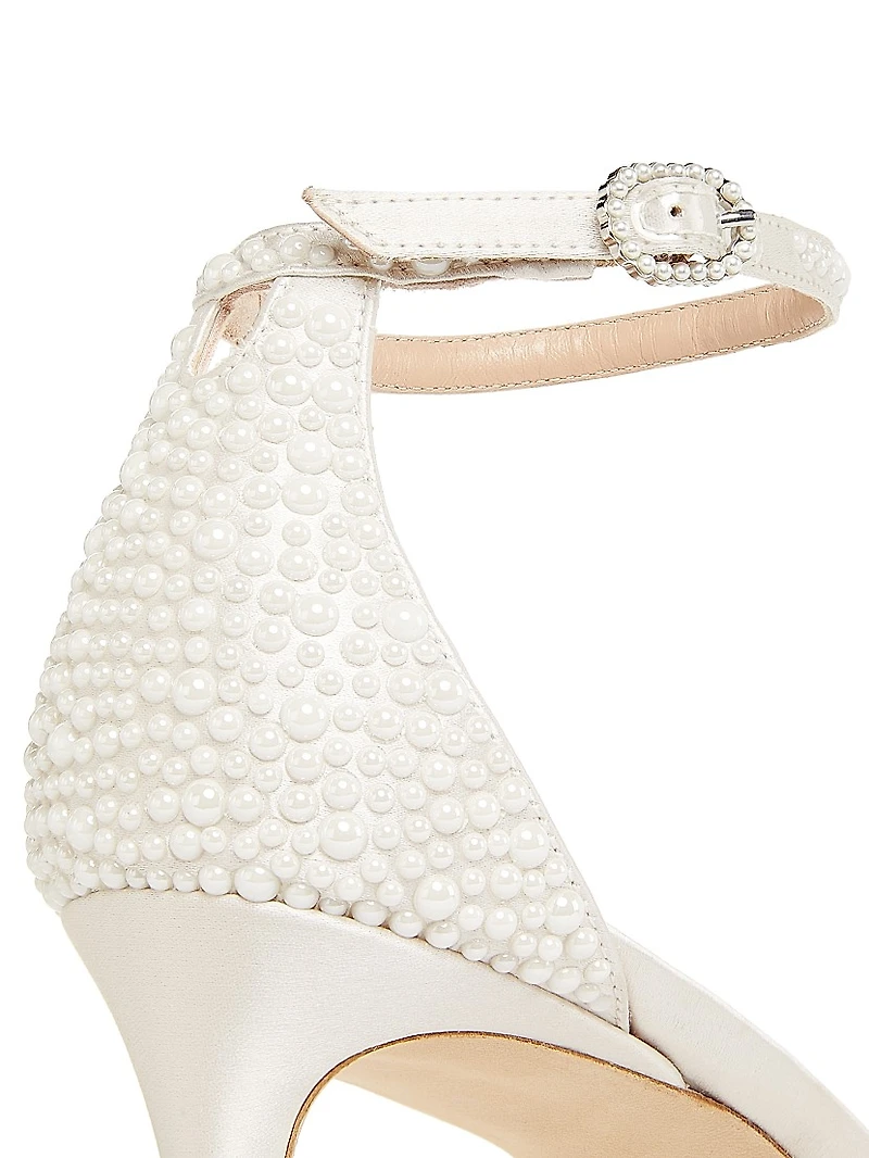 Bliss 75MM Imitation-Pearl-Embellished Satin Sandals