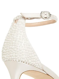 Bliss 75MM Imitation-Pearl-Embellished Satin Sandals