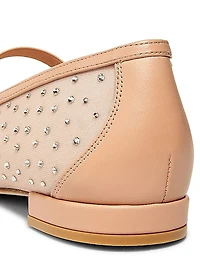 Arabella Crystal-Embellished Mesh Flats