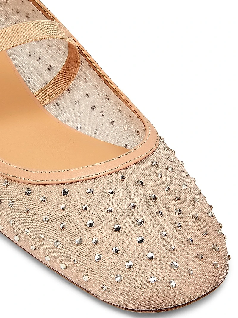 Arabella Crystal-Embellished Mesh Flats