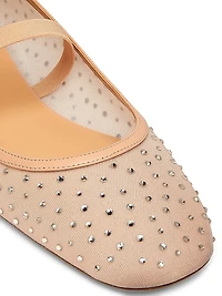 Arabella Crystal-Embellished Mesh Flats