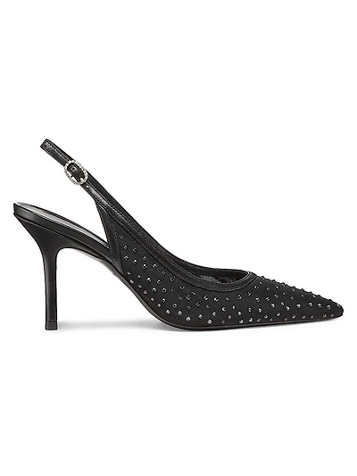 Emilia 85MM Mesh Crystal-Embellished Slingback Pumps