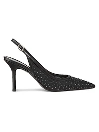 Emilia 85MM Mesh Crystal-Embellished Slingback Pumps