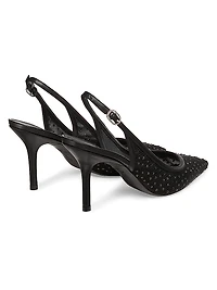 Emilia 85MM Mesh Crystal-Embellished Slingback Pumps