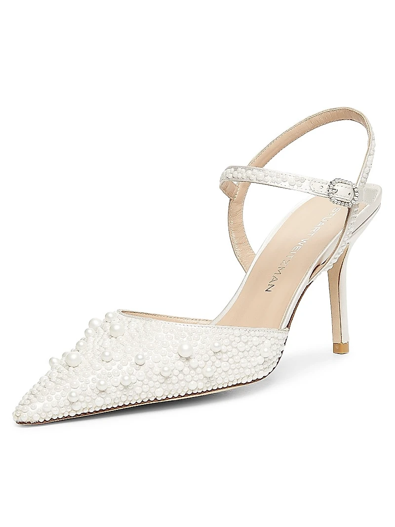 Bliss 85MM Pearl-Embellished Satin Pumps