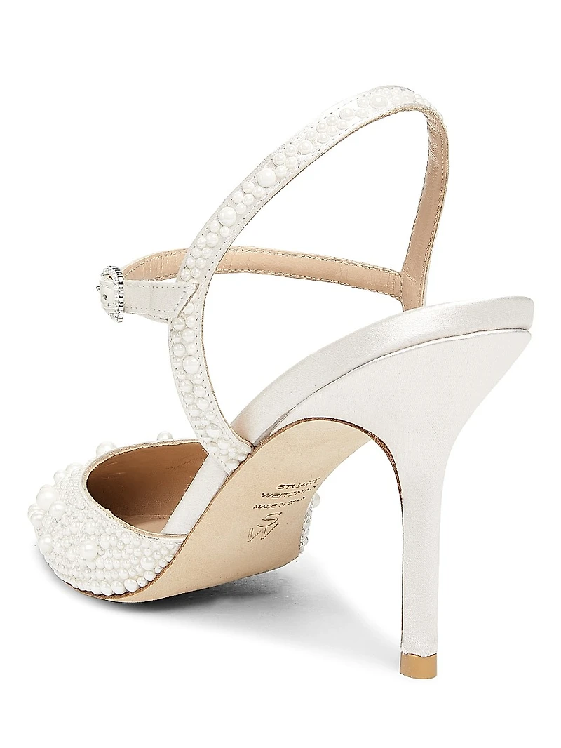 Bliss 85MM Pearl-Embellished Satin Pumps