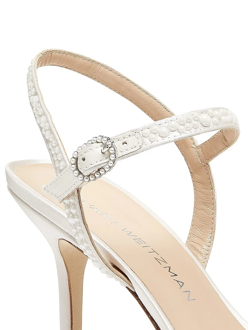 Bliss 85MM Pearl-Embellished Satin Pumps