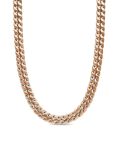 Curb Chain Necklace in 18K Rose Gold, 11.5MM