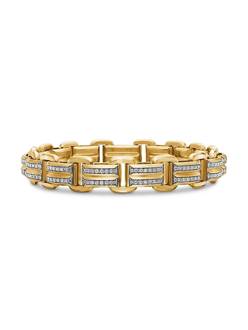 Deco Beveled Link Bracelet 18K Yellow Gold