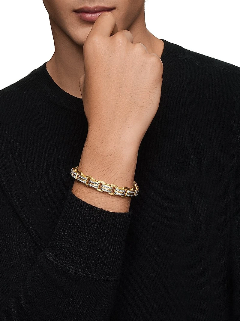 Deco Beveled Link Bracelet 18K Yellow Gold