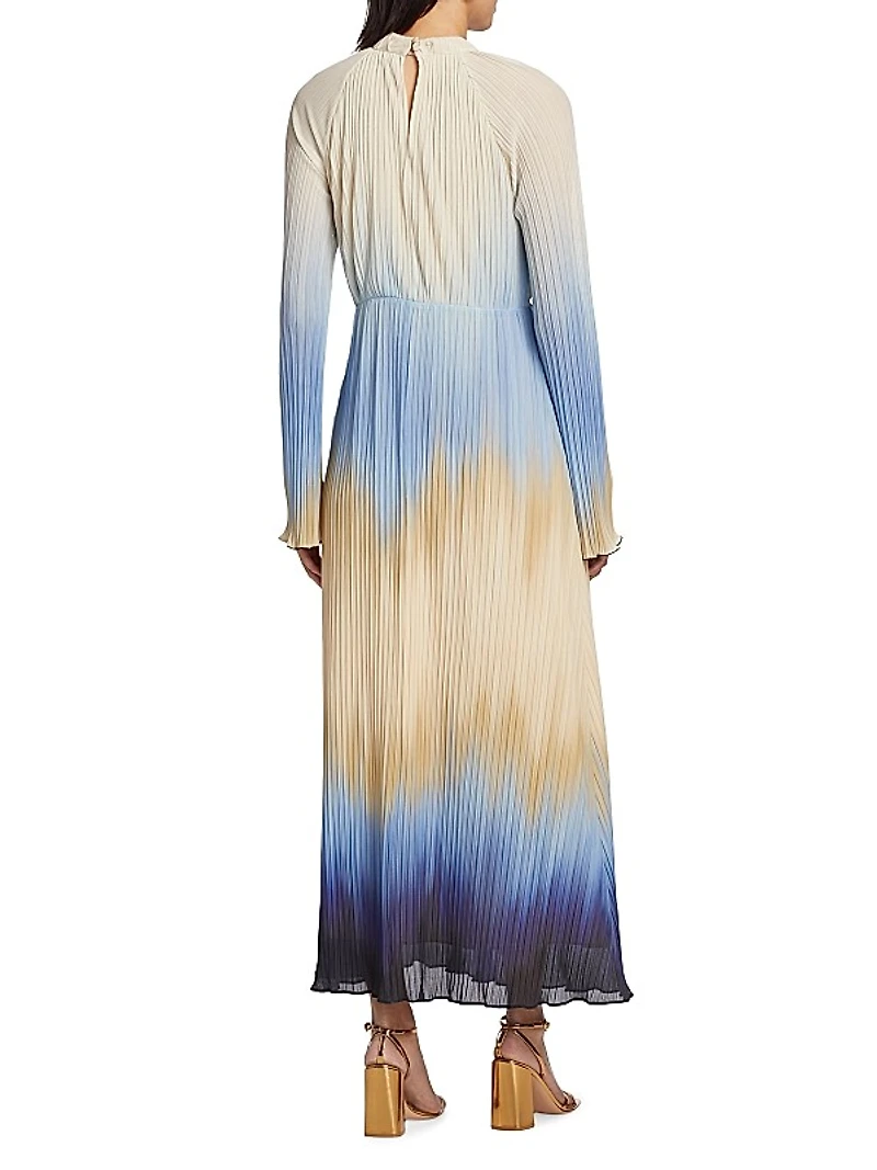 Calina Ombré Plissé Midi-Dress