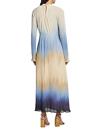 Calina Ombré Plissé Midi-Dress