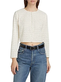 Floral Eyelet Crop Jacket