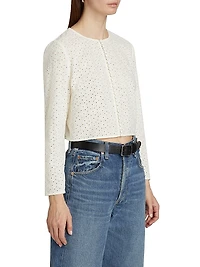 Floral Eyelet Crop Jacket