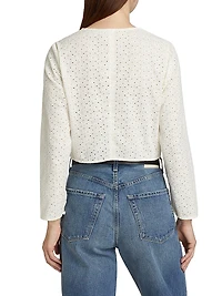 Floral Eyelet Crop Jacket