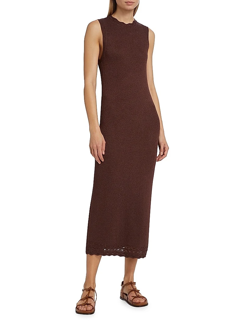 Pointelle Knit Maxi Dress