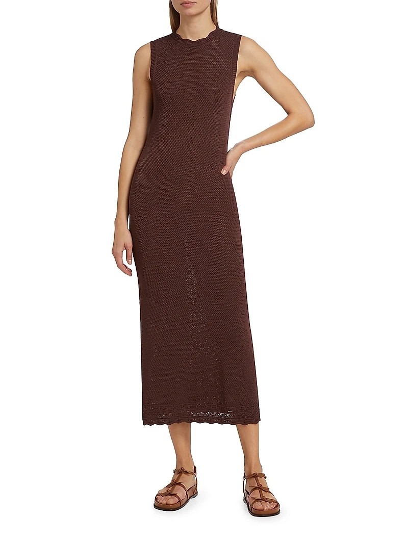 Pointelle Knit Maxi Dress